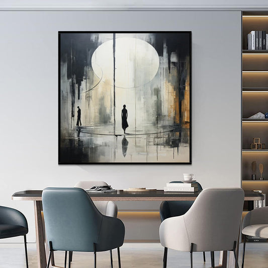 Handmade Oil Painting Canvas Wall Art Decoration Black And White Abstract Artwork Medieval Black Neoclassicism Wall Decor Street For Home Office Decor