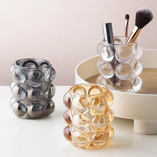 Factory Direct Supply Bubble Dot Cosmetic Pen Holder Creative Crystal Glass Candle Holder