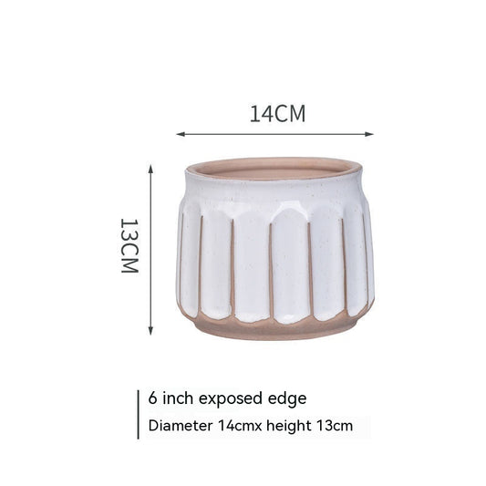 Nordic Simple Striped Flower Pot Green Plant Pot