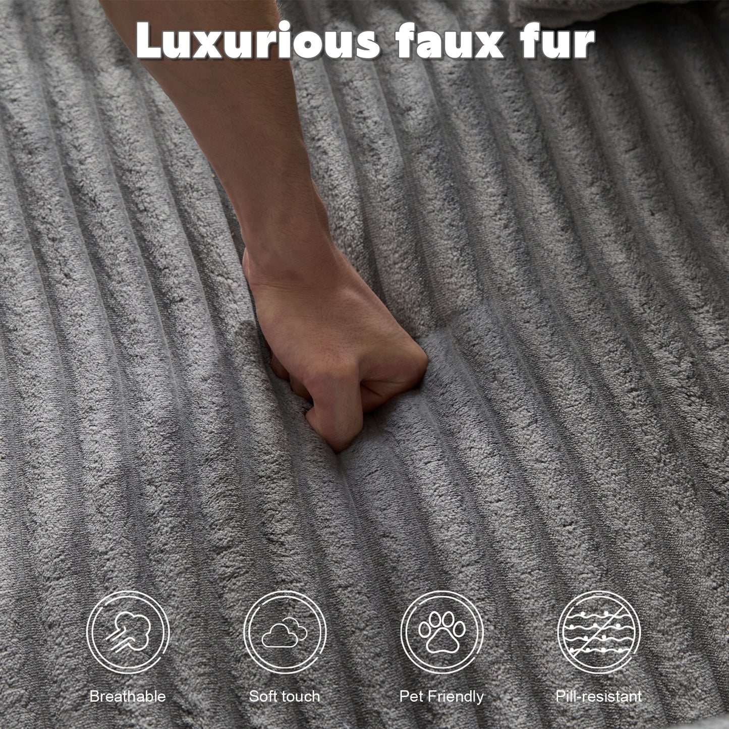 Oversized Chaise Lounge Chair Cozy Cloud Couch, Modern Plush Corduroy Upholstered Sleeper Sofa Daybed With 3 Throw Pillows And Wide Armrest For Living Room, No Assembly Required,Grey