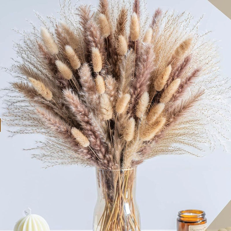 PAMPAS Bohemian Decorative Reed Rabbit Tail Grass Mix And Match Dried Flowers Bouquet
