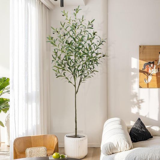 1 Artificial Olive Tree, Tall Potted Olive Tree With Flower Pot, Large Fake Olive Branches And Fruits, Suitable For Modern Living Room, Office, Indoor And Outdoor Garden Decoration