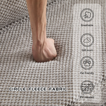 Compression Mahjong Sofa,Convertible Floor Sofa Bed,DIY Boneless Modular Sectional Sofa,No Assembly Required,Circle Fleece Fabric,Oversized 4 Seater With 2 Ottoman,Light-grey