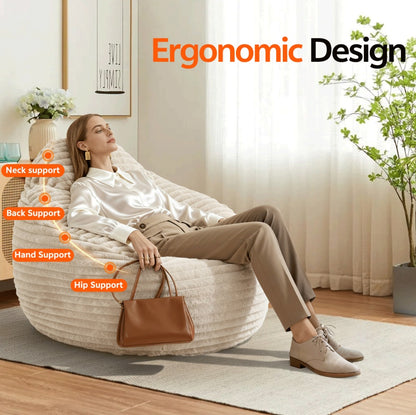 Bean Bag Chair For Adults, Foam Filled Furniture With Soft Removable Cover