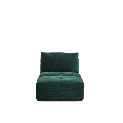 Modern Compressed Memory Foam Chaise Lounge – Corduroy Cloud Sofa with Movable Ottoman | No-Assembly Modular Floor Chaise (Green)