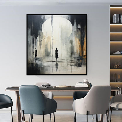 Handmade Oil Painting Canvas Wall Art Decoration Black And White Abstract   Artwork Medieval Black Neoclassicism Wall Decor Street For Home Office Decor
