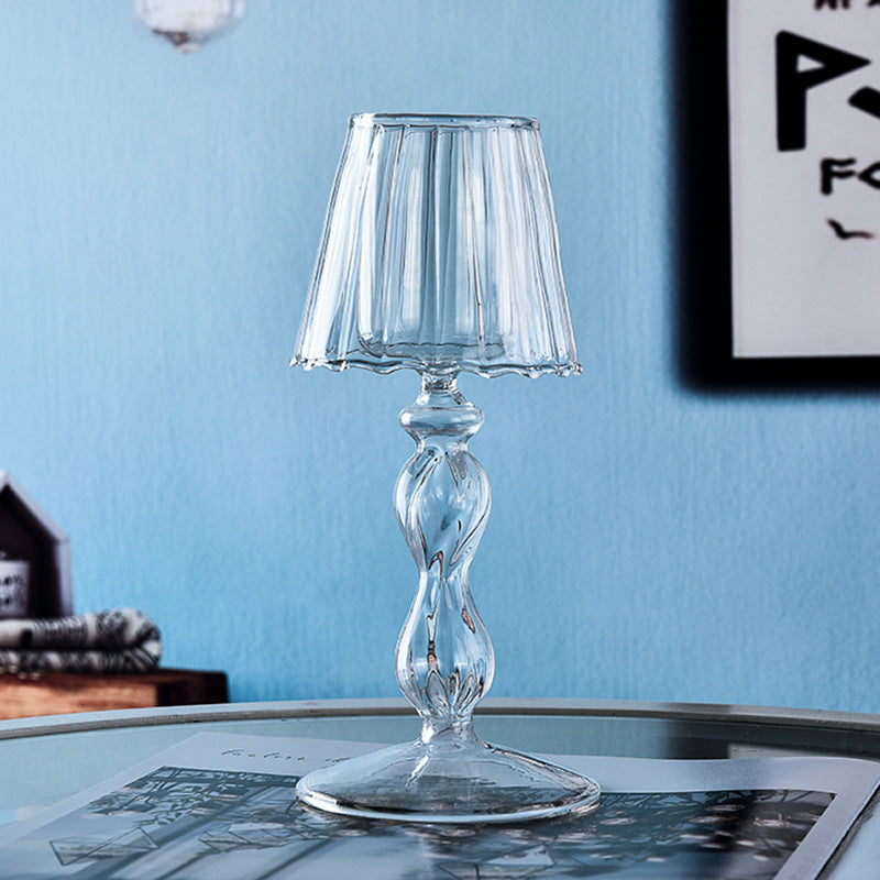 European Style Transparent Glass Table Lamp Candle Holder
