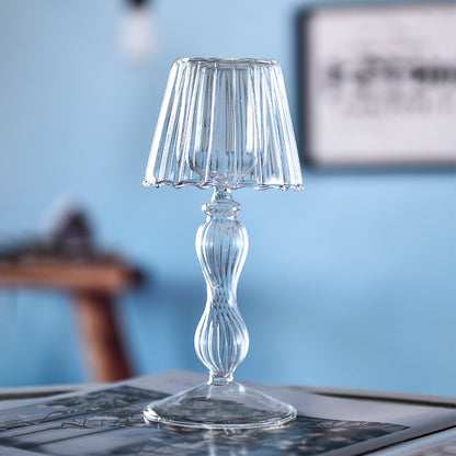European Style Transparent Glass Table Lamp Candle Holder