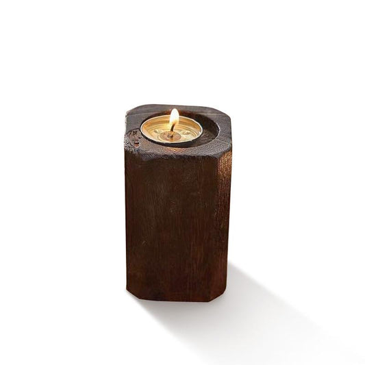 Solid Wood Small Candle Holder Decoration