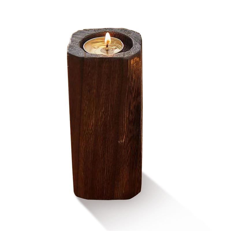 Solid Wood Small Candle Holder Decoration