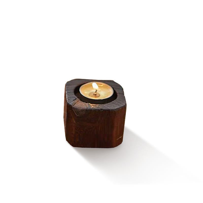 Solid Wood Small Candle Holder Decoration