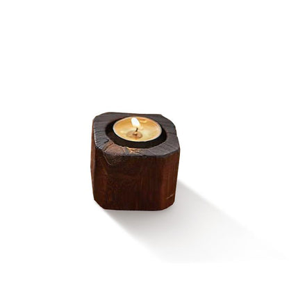 Solid Wood Small Candle Holder Decoration