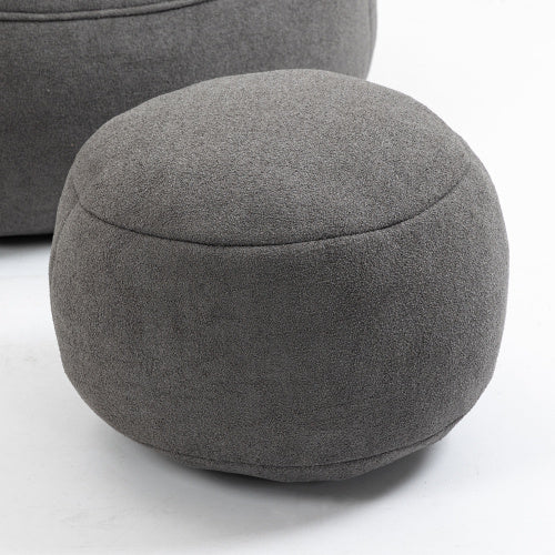Compressed Foam Bean Bag Chair with Footrest – Ultra-Soft Microfiber Lounge Seat for Adults (Grey)