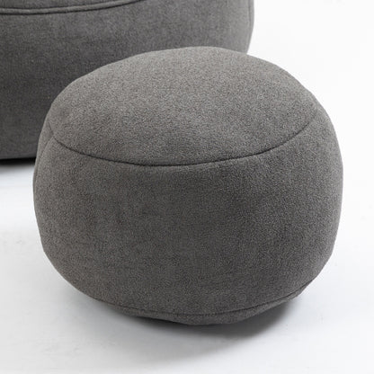 Compressed Foam Bean Bag Chair with Footrest – Ultra-Soft Microfiber Lounge Seat for Adults (Grey)