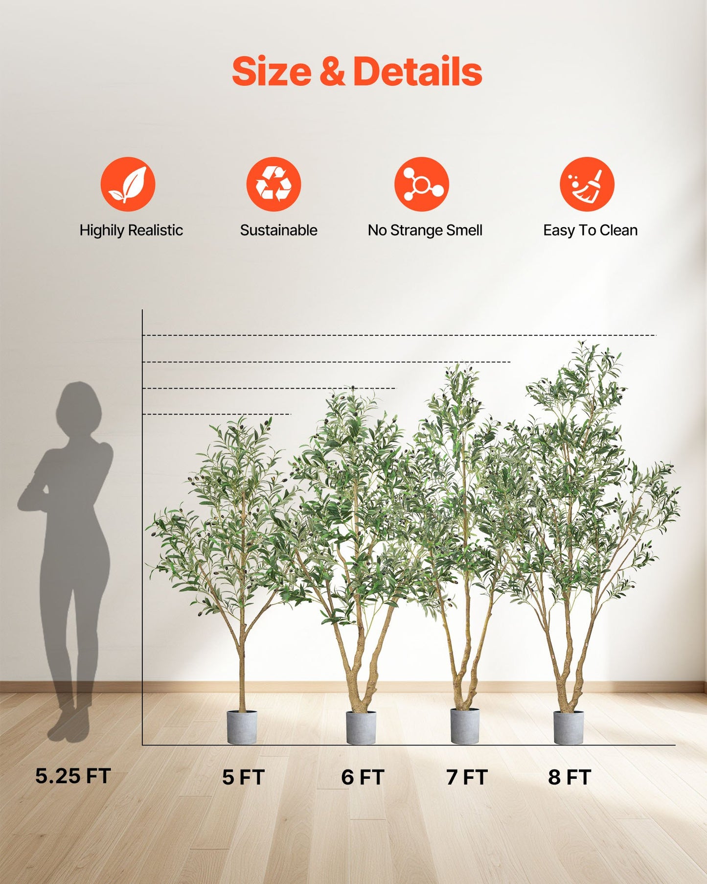 5FT Artificial Olive Tree Tall Fake Plant With Black Pot For Home Office