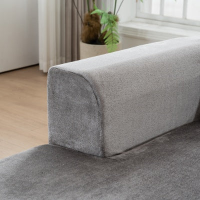 Modular L-Shape Sectional Sofa – Deep Seat Cloud Sleeper Couch | Compressed Sponge No-Assembly Sofa in Soft Grey Corduroy