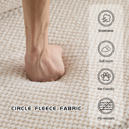 Compression Mahjong Sofa,Convertible Floor Sofa Bed,DIY Boneless Modular Sectional Sofa,No Assembly Required,Circle Fleece Fabric,Oversized 4 Seater With 4 Pillows,White