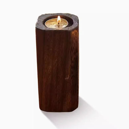 Solid Wood Small Candle Holder Decoration