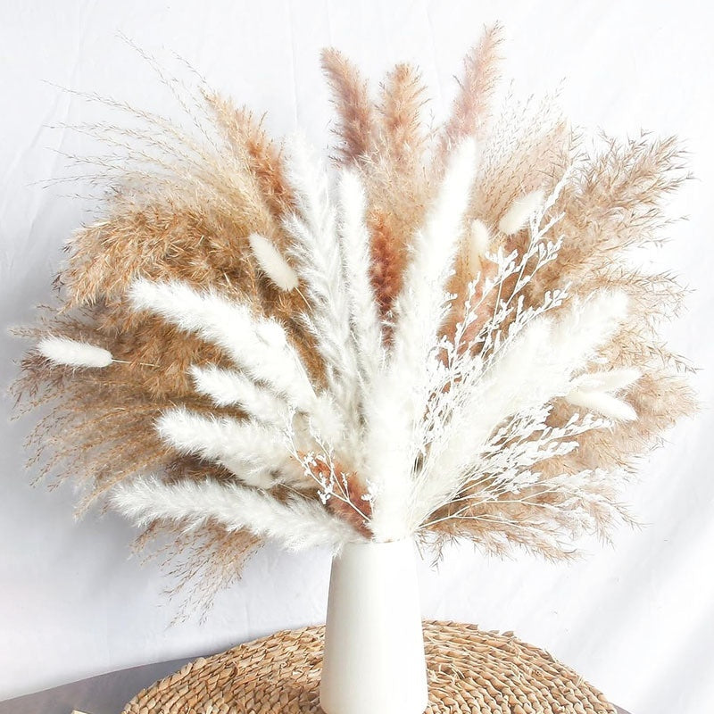 PAMPAS Bohemian Decorative Reed Rabbit Tail Grass Mix And Match Dried Flowers Bouquet