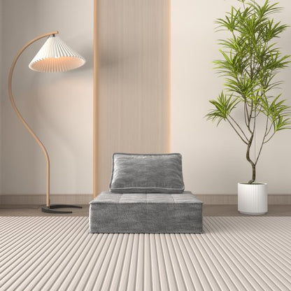 Modern Modular Sectional Single Sofa Couch Single Square Sofa Modern Armless Floor Sofa Couch Accent Armless Chair With Removable Back Cushion For Living Room, Apartment  Gray  Upholstered