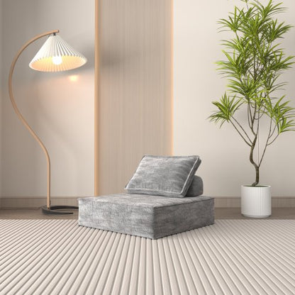 Modern Modular Sectional Single Sofa Couch Single Square Sofa Modern Armless Floor Sofa Couch Accent Armless Chair With Removable Back Cushion For Living Room, Apartment  Gray  Upholstered