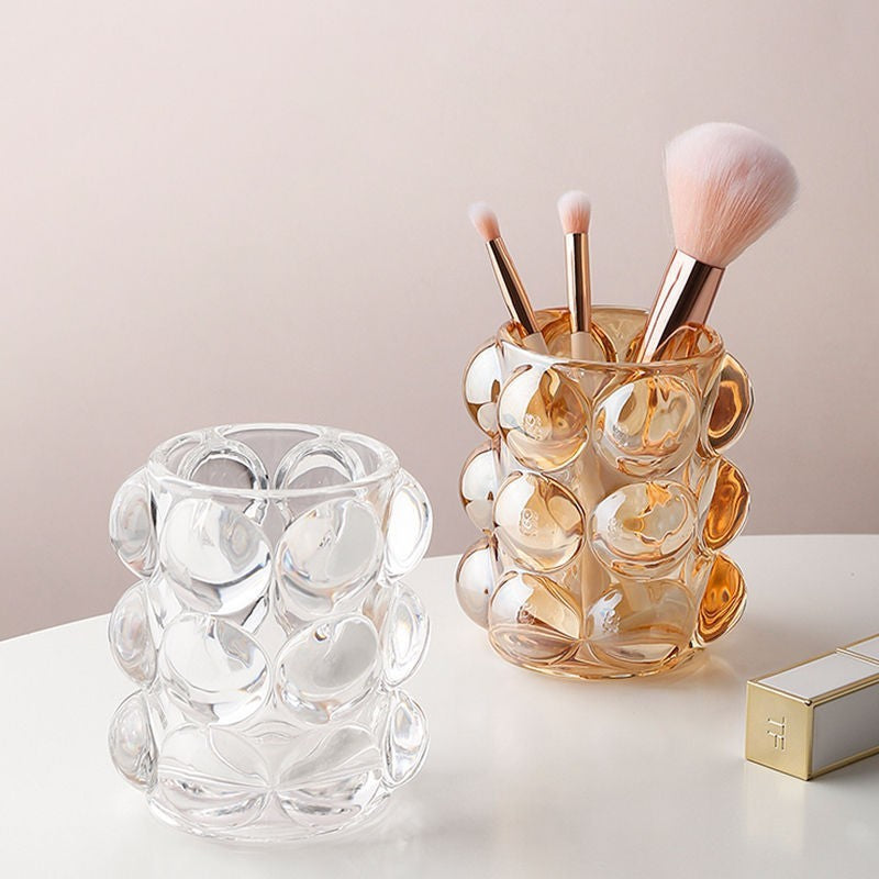 Factory Direct Supply Bubble Dot Cosmetic Pen Holder Creative Crystal Glass Candle Holder