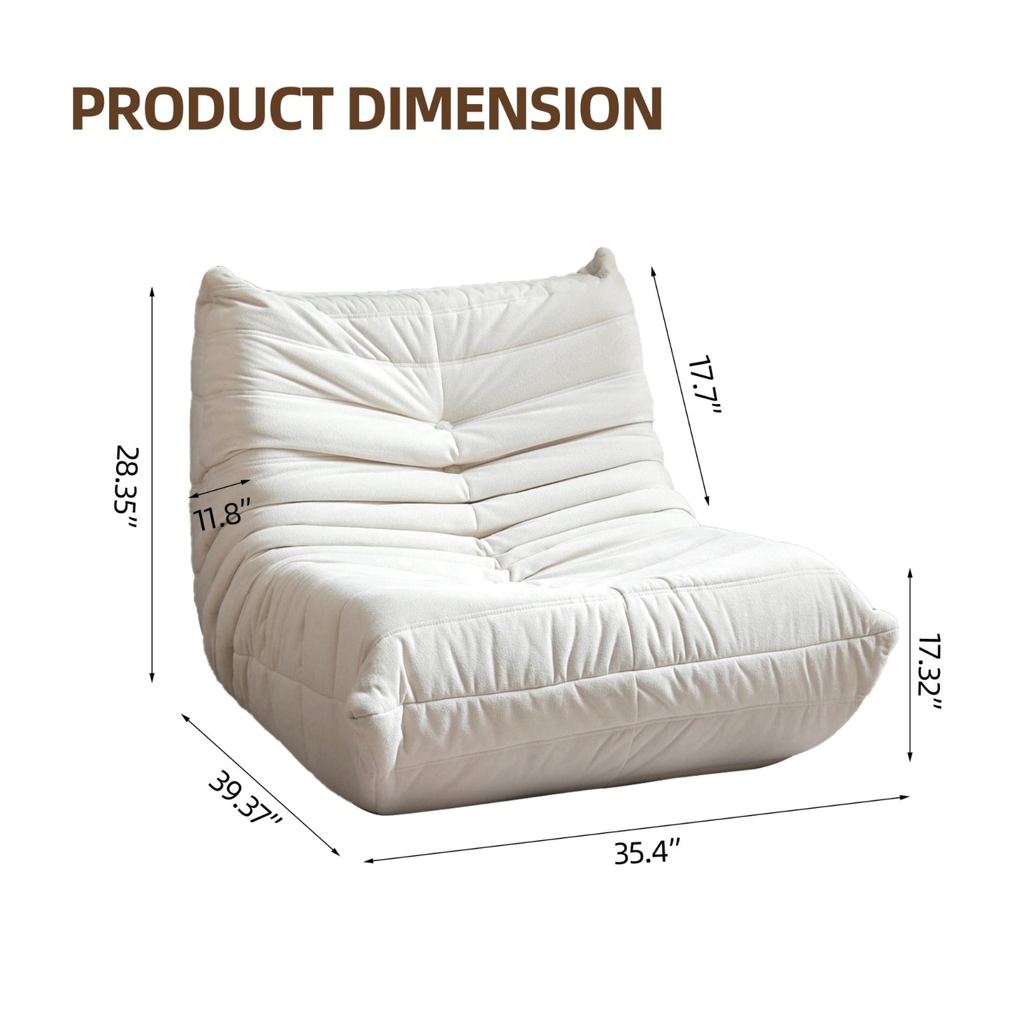 Foldifoam Plush Memory Foam Bean Bag Lounger – Oversized No-Assembly Floor Chair for Adults
