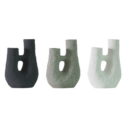 Modern Style Ceramic Vase Weathered Stone Candle Holder