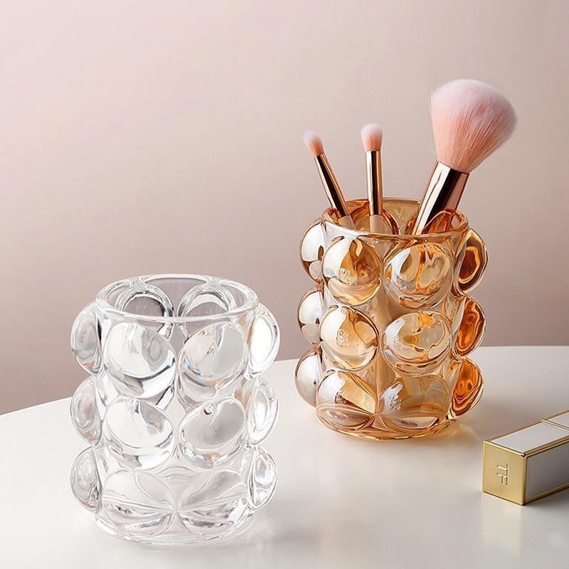 Factory Direct Supply Bubble Dot Cosmetic Pen Holder Creative Crystal Glass Candle Holder