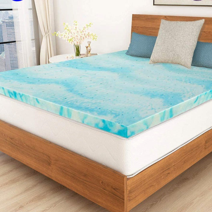Constant Temperature Gel Memory Foam Mattress — 5cm Thick Cooling Comfort Pad (Phantom Blue / Dreamy Green)
