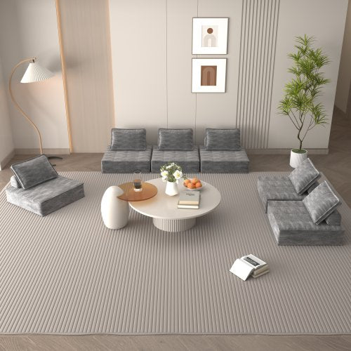 Modern Modular Sectional Single Sofa Couch Single Square Sofa Modern Armless Floor Sofa Couch Accent Armless Chair With Removable Back Cushion For Living Room, Apartment  Gray  Upholstered