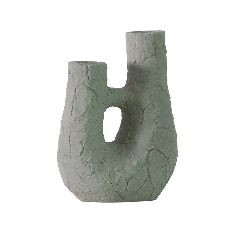 Modern Style Ceramic Vase Weathered Stone Candle Holder