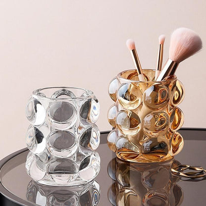 Factory Direct Supply Bubble Dot Cosmetic Pen Holder Creative Crystal Glass Candle Holder