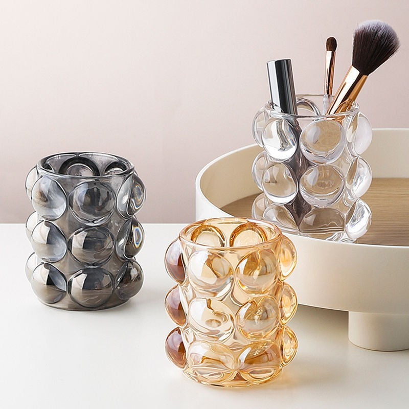 Factory Direct Supply Bubble Dot Cosmetic Pen Holder Creative Crystal Glass Candle Holder