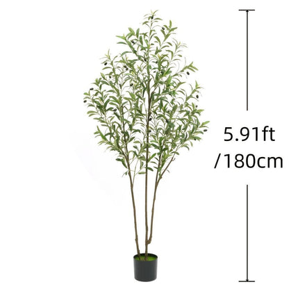 1 Artificial Olive Tree, Tall Potted Olive Tree With Flower Pot, Large Fake Olive Branches And Fruits, Suitable For Modern Living Room, Office, Indoor And Outdoor Garden Decoration
