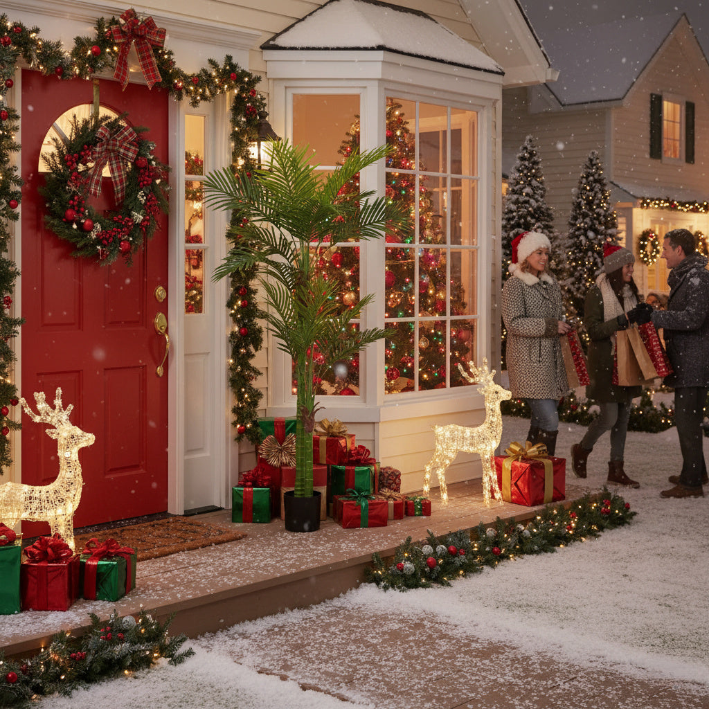 6FT Artificial Tree Natural Green Leaves Indoor Potted Plant Faux Tree For Home Office Festival Decor