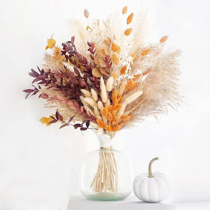 PAMPAS Bohemian Decorative Reed Rabbit Tail Grass Mix And Match Dried Flowers Bouquet