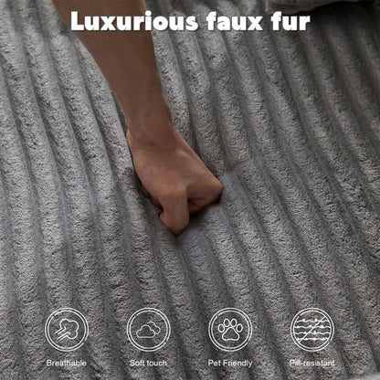 Oversized Chaise Lounge Chair Cozy Cloud Couch, Modern Plush Corduroy Upholstered Sleeper Sofa Daybed With 3 Throw Pillows And Wide Armrest For Living Room, No Assembly Required,Grey