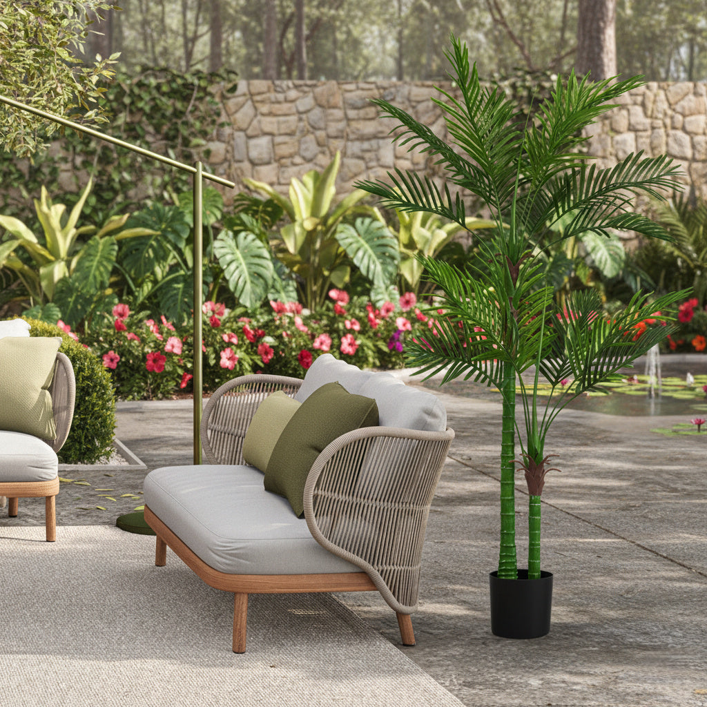 6FT Artificial Tree Natural Green Leaves Indoor Potted Plant Faux Tree For Home Office Festival Decor